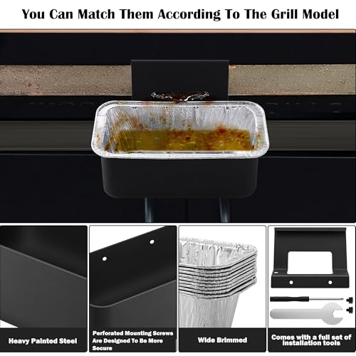 Grill Grease Catcher for Blackstone Griddle with 10 Pack Grease Cup Liners Aluminum Foil Tray Pan Drip Tray Pan for 17, 22, 28 & 36 inches Griddle (Long Hook) - color: Long Hook