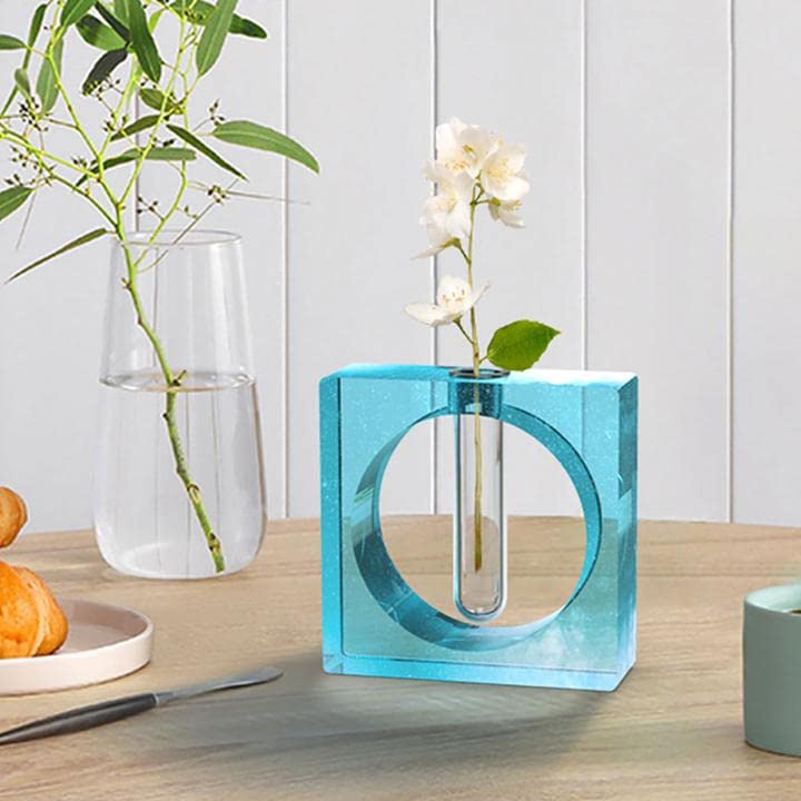 Resin Molds for Vase YIRUZWRD Silicone Mold Epoxy Resin Mold for Plant Propagation Station Resin Casting Vase Mold with 9 Test Tubes for Hydroponic Plants Flowers - color: 3 vase mold 9 tubes