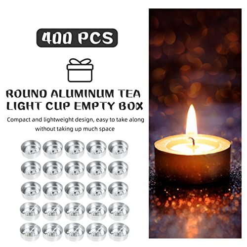 Operitacx 200 Pc Aluminum Tea Light Candle Cups with Wicks 1.57X1.57X0.59In Empty Metal Tealight Containers for DIY Candle Making and Craft Projects - size: 200Pcs