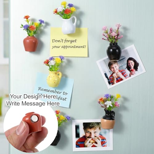 5 Pcs Cute Fridge Magnets, Mini Vase Magnets for Fridge Tiny Vase Fridge Magnets for Refrigerator Fridge Locker Decoration Kitchen Office Accessories (Without Flower)