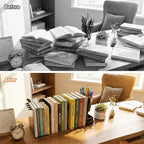 2 PCS Adjustable Bookends,19" Metal Book Ends for Heavy Books with Removable Pen Holder, Tray, and 4 Hook-up, Book Shelf Holder for Office, School, Bookstore, cookbooks