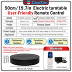 19.7In Remote Large Motorized electric turntable Rotating platform Photography Turntable Motorized lazy susan Base giratoria para for Photography,3D Scanner,Heavy duty display(Load Range:220~500lbs) - size: 19.7inch/Black/500Lbs Load