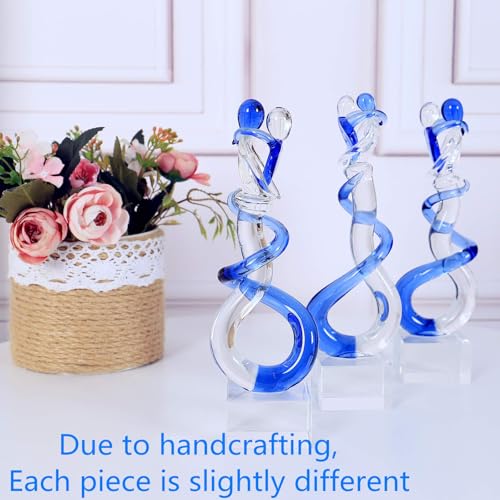 EUSTUMA Hand Blown Glass Couple Figurine,Handcrafted Couples Sculpture, Wedding Anniversary and Valentine's Day Gift,Art Sculpture Collection for Birthday Gift,Affectionate Hug.