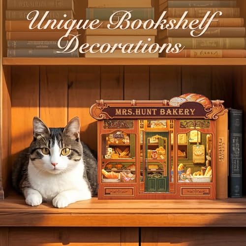 Fsolis Book Nook Kit - DIY Miniature House Kit for Adults Booknook 3D Wooden Puzzles Bread Shop Diorama Model Gifts for Women Book Lovers (MRS.Hunt Bakery) - style: MRS.Hunt Bakery