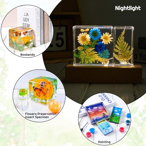 Large 4 Inch Resin Mold 12 PCS Glossy Deep Cube Sphere Silicone Molds with Tools Epoxy Resin Casting Mould for Preserving Flowers, Insect Specimens, DIY Art Craft Gift, Furniture Decor, Soap, Candle - color: 12pcs Resin Molds Set