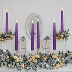 Purple Flameless Taper Candles with 3D Wick, 9.6" Real Wax LED Candles with Remote, 3 Pack Flickering Candlesticks Battery Operated, Classic Tall Taper Candle for Home, Wedding, Party - color: Purple