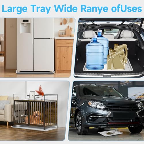 2Pcs Stainless Steel Oil Drip Pan for Under Car, 24 x 16 x 1.9 Inch Metal Oil Drain Pan for Oil Change, Automotive Large Drip Tray Oil Catch Pan Replacement Tray to Keep Garage Floor Clean - size: 24'' x 16'' x 1.9'', 2Pack, Stainless Steel