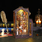 DIY Book Nook Kit - Miniature Dolls House Kit with Furniture and LED Light, 3D Puzzle Wooden Art Bookends, Model Kits for Adults to Build (Wonderful Studio)