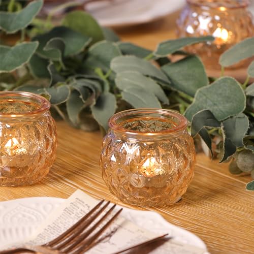 DARJEN 48Pcs Gold Votive Candle Holders - Round Glss Candle Holders Bulk for Table Centerpiece, Tea Lights for Wedding Shower, Party & Home - color: Gold, size: 48PCS