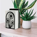 Peacoblue Metal Bookends for Shelves, Modern Decorative Heavy Duty Study Book Support Stoppers for Office, Desk, Shelf, Room 5.3"x4.3"x7.9" Cast Iron Simple Tall Bookends, 1 Pair (Dandelion) - style: Gothic Crow