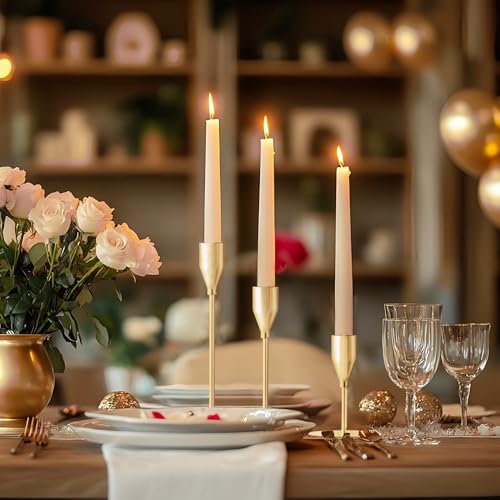 French Gold Taper Candle Holders for Wedding Table Centerpiece,Tall Taper Candlestick Holders Bulk Set of 6,Metal Candle Stick Holders for Dinning or Mantel Centerpiece,Party Home Decor - color: French Gold, size: Set of 6