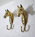 Brass Horse Head Wall Hooks – Set of 6 Sculptural Coat Hooks for Home, Office & Restaurant Decor