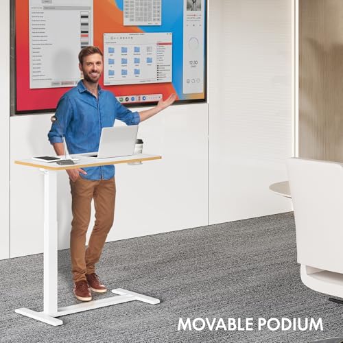 FLEXISPOT H7 Adjustable Overbed Bedside Table with Wheels Pneumatic Mobile Standing Laptop Desk Rolling Computer Cart Movable Overbed Table Hospital Home Use (31.5" W x 17.7" D, White Maple Large) - color: White Maple, size: Large