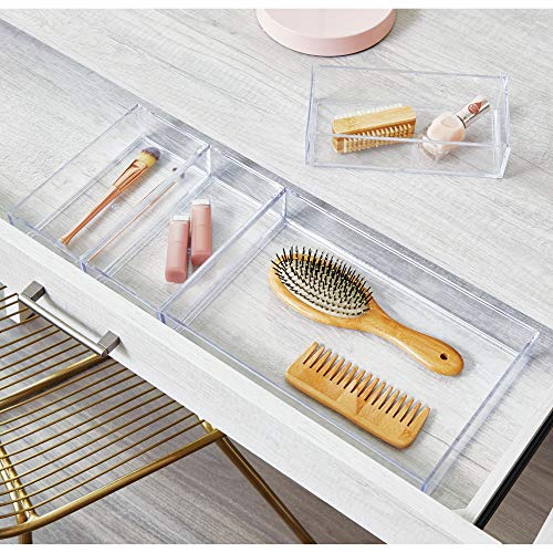IDesign Decorative Countertop Vanity Tray Organizer for Bathroom, Bedroom, Closet, Entryway, The Clarity Collection – 4” x 8” x 2”, Clear, Small - size: Small