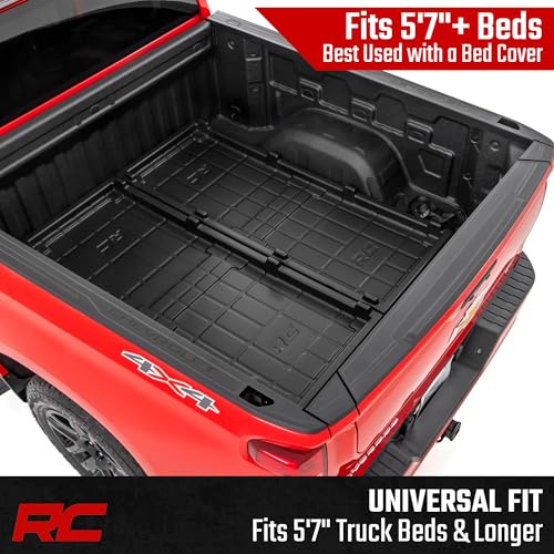 Rough Country Slide-Out Truck Bed Cargo Tray - Long Bed Organizer for 5'7"+ Beds, Heavy-Duty Polyethylene, UV-Protected, Easy Tailgate Access