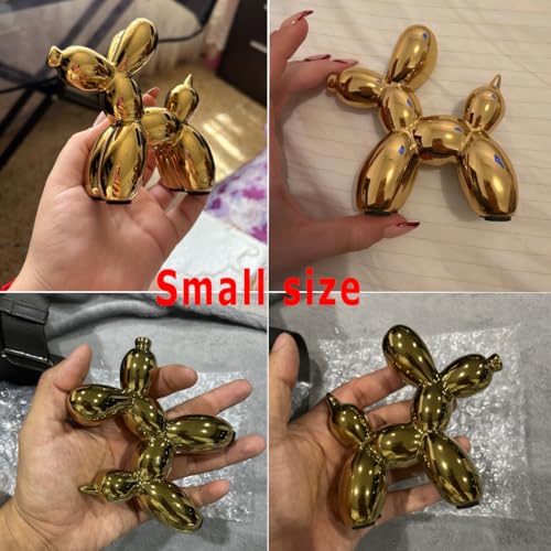 Gold Balloon Dog Statue Suitable for Living Room, Bedroom, Office Desktop Small Ceramic Animal Sculpture Art Decoration Modern Home Decor 4.3 Inches - color: Gold