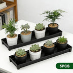 5 Pack Rectangular Plant Saucer 16 Inch Plastic Plant Flower Drip Trays Pots with Removable Drainage Hole Heavy Duty Water Drip Tray for Windowsill, Indoor Outdoor Planter Saucers for Garden Balcony - size: 5pcs-16 Inch