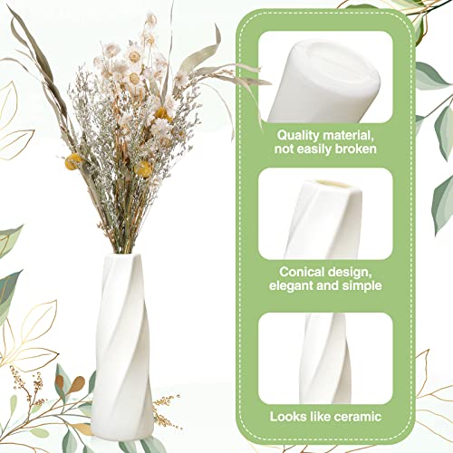 Didaey 10 Pack Composite Plastic Flower Vases Bulk White Small Boho Floral Vases for Dried Flower Bouquet Pampas Grass Centerpieces Fall Wedding Party Living Room Decor(Retro) - style: Retro