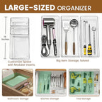 Clear Plastic Drawer Organizer Set with 15 Inch Extra Long Bins, 4 Sizes Large Acrylic Organizers for Kitchen Utensils, Bathroom Trays and Makeup Storage - style: 10pcs with 15inches organizer