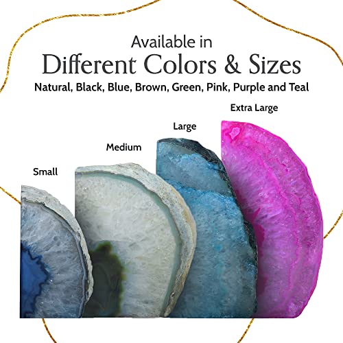 Nature's Decorations Agate Bookends - A Quality Blue Geode with Non-Skid Rubber Bumpers for Shelves, Office, Home Decor - Heavy Duty Cool Crystal Stone (2-3 LB) - color: Blue, size: A Grade 2 - 3 Lbs