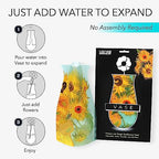 MODGY Expandable Flower Vase, Plastic Decorative Modern Foldable Printed Vases for Centerpieces for Wedding, Dining Table, Home Decor, Living Room, Bathroom, Office, Sunflowers, 4 Pack - style: 4 Pack