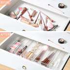 6 Set Clear Plastic Junk Drawer Organizer Vanity Curlery Utensil Makeups Organizer for Kitchen 12'' X 3'' - size: 6 Pack 12"x3" Clear Plastic