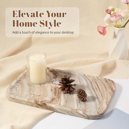 Koville Marble Tray, 12"x8" Natural Marble Vanity Tray for Countertop Bathroom Kitchen Dresser, Decorative Catchall Trays for Perfume Jewelry, Rectangular Stone Serving Tray（Palissandro） - color: Palissandro