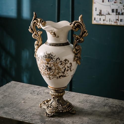 Tall Table Modern Vase,Large Ceramic Flower Vases for Shelf Home Decor,Creative Classic Pink Vase 16.5 inch,Sophisticated Vessel for Decorative Branches and Dried Flower. (Art Pattern) - color: Art Pattern