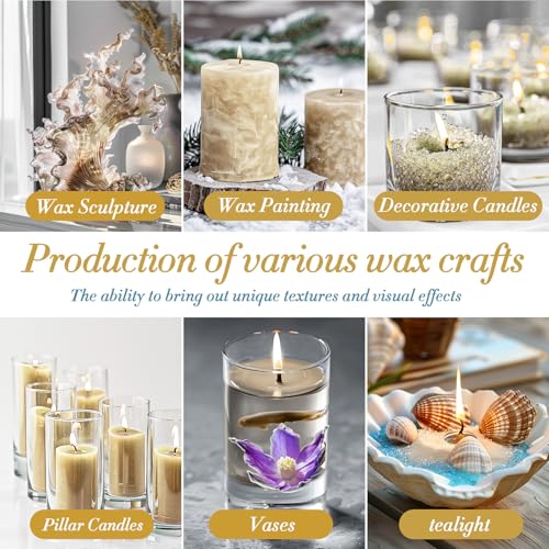 Sukh Nude Snow Pearled-Candles with Wicks - DIY Candle Sand,Pearled Sand Wax with Wicks,Pearled Wax,Refillable for Weddings,Partie,Halloween,Christmas,Thanksgiving - color: Nude