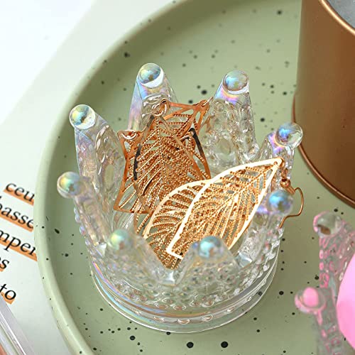 AKOAK 1 Pack Crown Glassware Candle Holder, Elegant Glass Tea Lamp Holder, Tea Light/Tabletop Candle Holder Decoration, Votive Candle Holder, Wedding, Party, Dinner, Family Decoration (Seven Color) - color: Seven Color