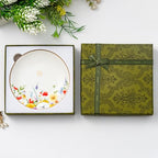 Crisky Flower Jewelry Tray Ring Dish & Gift Box, Ceramic Trinket Dish for Rings Earrings Necklaces Keys, Bridal Shower Engagement Birthday Gift for Women, Friends 4.57" (Gold Foil N - style: Initial N