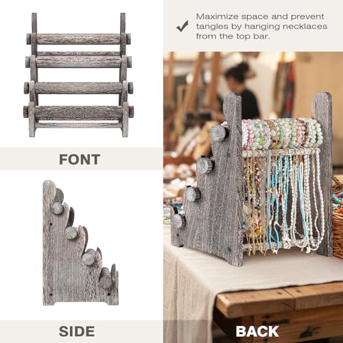 TOPNEW 4 Tier Wooden Bracelet Holder,Scrunchie Bangle Watch Necklace Display Storage Jewelry Holder Stand Display Organizer,Antique White - color: 4 Tier Antique White