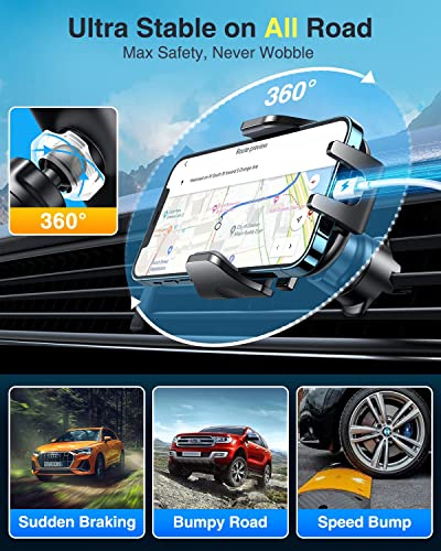 VANMASS Car Phone Holder [Upgraded Strongest Suction & Clip] Cell Phone Mount for Dashboard Windshield Vent Wall,Truck Cradle Stand for iPhone 17 Pro Max 16 15 14 13 12 11 SE Samsung S26 Android,Black - color: Black