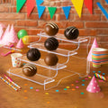 4 Tier Compact Acrylic Display Risers for Perfume, Cupcakes, Figurines – Clear Tiered Tray Stand for Decorative Organizing, Party, Holiday 8.27 IN