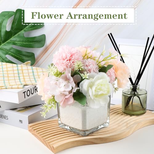 1 Pack Square Glass Vase 4" x 4" x 4", Clear Flower Vase for Centerpieces, Candle Holder for Wedding Party Events, Home Décor - size: 4inch