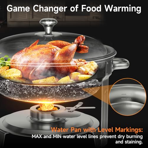 Chafing Dishes for Buffet, 4 Pack 5QT Round Stainless Steel Chafing Dish Set for Home Parties, Christmas Gatherings, Catering Events Complete Buffet Warmer Set (Silver 4) - color: Silver 4