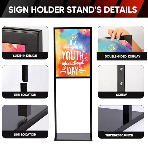 Sign Holder Stand, heavy Duty Pedestal poster stand for display,22×28 inch slide-in double sided banner poster sign holder floor stand for indoor Display (22×28) - size: 22×28