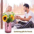 OFFIDIX Glass Vase,7.3 * 4.3in Vertical Line Geometric Faceted Design Flower Vase - color: Wine Red