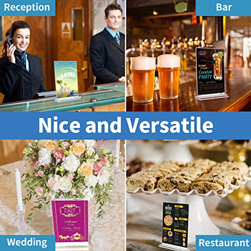 Acrylic Sign Holder 4x6 Inch, 3 Pack Sign Holders Vertical , Double Sided Display Clear TableTop Sign Holder, Acrylic Paper Holder for Wedding Reception, Party Decoration, Numbers Picture Frames
