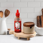 Wood Pedestal Stand, Farmhouse Wood Riser for Bathroom Kitchen Counter, Rustic Wooden Soap Tray for Bottles Candles Plant Display (Natural)