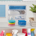 STORi Chloe Space-Saving Clear Drawer Organizer (4 Wide Drawers) Sort Office, Kitchen, Beauty Supplies, Makeup, Pens, Jewelry, Stationary, Made in USA - style: 7.5"W x 1.5"H Drawers (Set of 4)