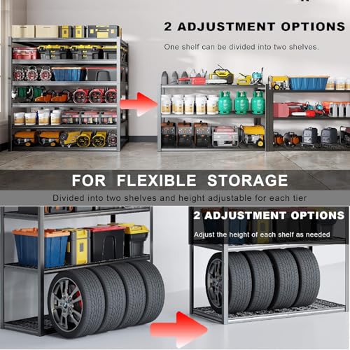 50" W Garage Shelving Heavy Duty, 6 Tier Garage Shelves, 84" H Adjustable Storage Shelving Unit, Commercial Metal Shelves for Warehouse, Basement - size: 50"Wx24Dx84"H | 6 Tier