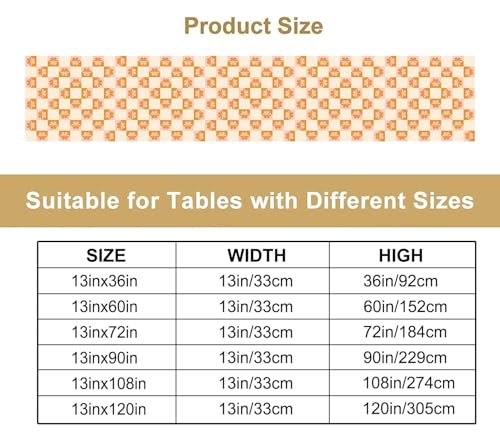Pastel Checkered Flower Table Runner Cute Plaid Girls 70s Flower Aesthetic Funky Hippie Groovy Colorful Abstract for Kitchen Dining Table Home Party Decor Table Runners 13x36in - color: Beige-orange-2, size: 13x36in