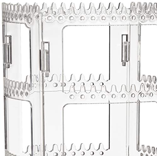 Sooyee 360 Rotating Earring Holder and Jewelry Organizer, 4 Tiers Jewelry Rack Display Classic Stand, 156 Holes and 160 Grooves for Necklaces Earrings Piercings, Clear - color: Clear