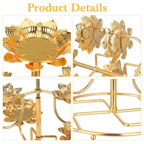 HOMSFOU Vintage Lotus Candle Holder Set 2Pcs Metal Tea Light Holders 9.05In for Buddhist Temple Home Decor Meditation Yoga Candle Stand