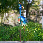 DREAMSOUL 30" Tall Bird Garden Statues Metal Standing Bird Outdoor Statues, 3D Funny Statue for Garden Patio Lawn - color: Blue