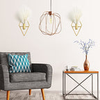 Peryiter 2 Pcs Boho Wall Decor Metal Gold Wall Art Hanging Planters with Artificial Pampas Modern Home Decor Display Art for Living Room Bedroom Bathroom(Rhombus) - style: Rhombus