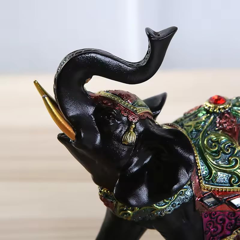 Luxury Elephant Sculpture, Resin Ornament for Wealth & Luck, 1 Pc