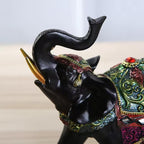 Luxury Elephant Sculpture, Resin Ornament for Wealth & Luck, 1 Pc