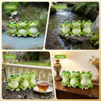 3 Frog Figurines - 7.9 Inch Funny Resin Frogs, Hear No Evil See No Evil Speak No Evil Statue, Whimsical Indoor/Outdoor Decor for Garden, Desk & Yard